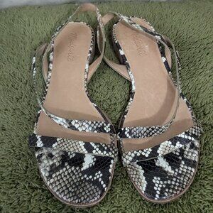 Madewell "Heidi" slingback sandals in snakeskin, size 9